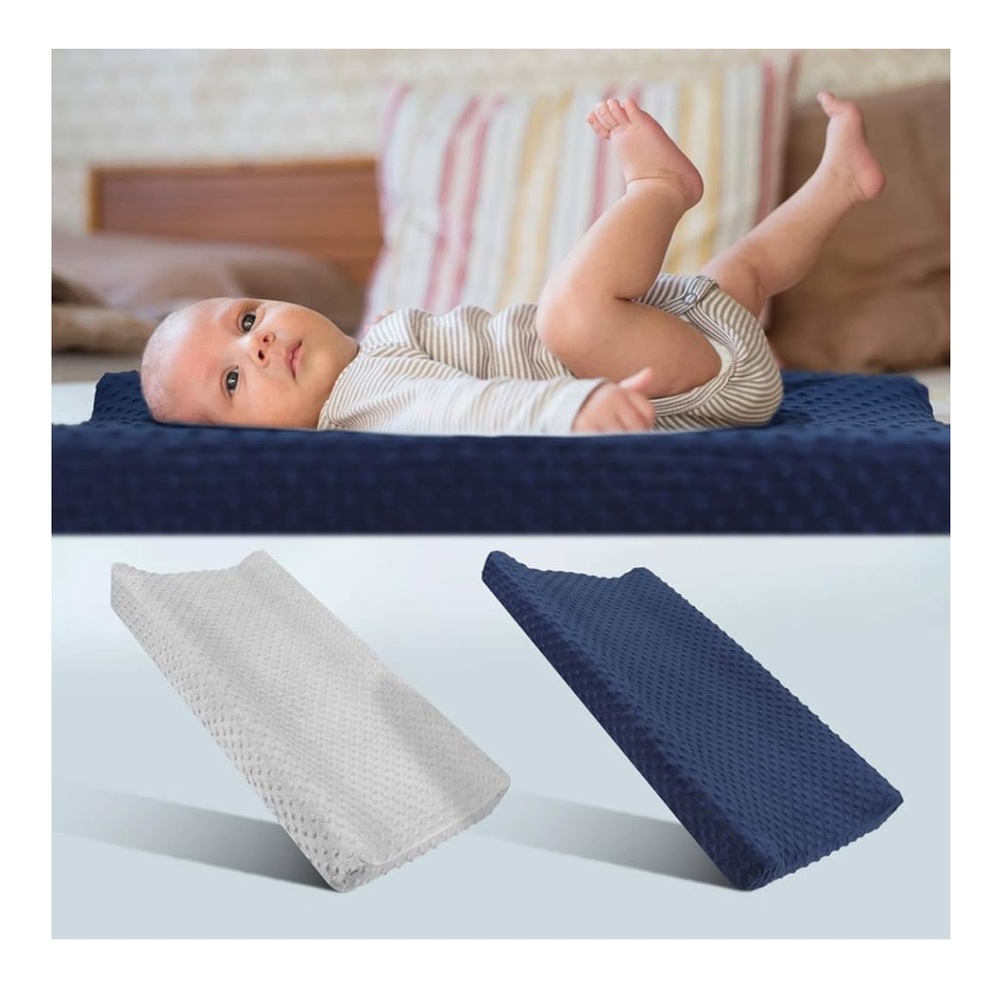 Gently used grey and blue diaper pad changing covers.